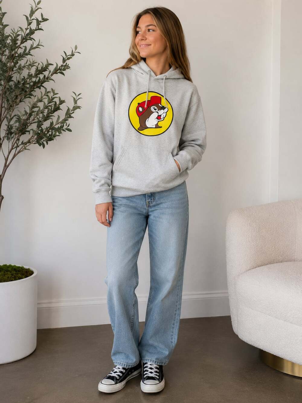 Buc-ee's Classic Logo Gray Fleece Pullover Hoodie Sweatshirt Medium
M140